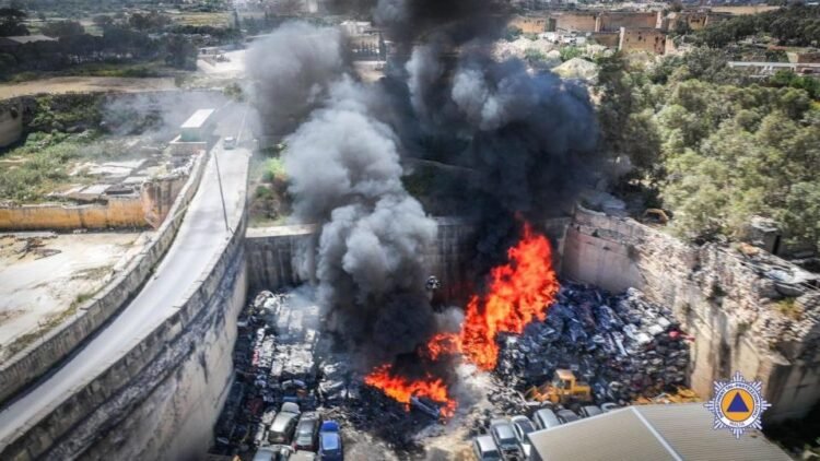 Updated: Industrial fire in Mqabba scrapyard brought under control