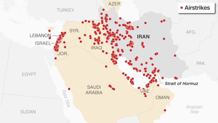 Visualizing the US-Israeli war with Iran and retaliation in maps and charts
