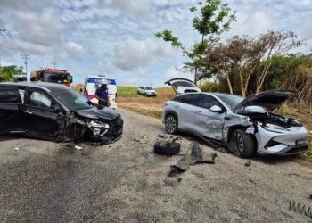 Two injured in collision involving electric, hybrid vehicles