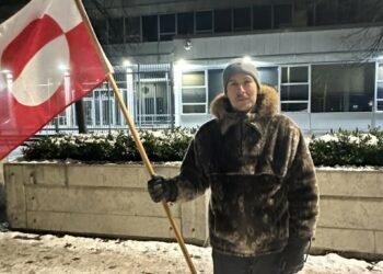 Ludvig Hammeken staged a silent protest in front of the US embassy