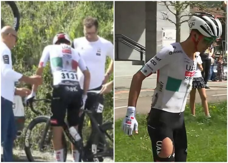 Isaac del Toro suffered a muscle tear in his right thigh after retiring from Itzulia