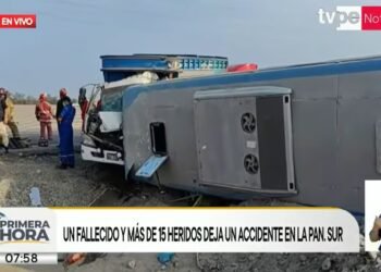 Pisco: Crash between tourist bus and truck leaves one dead on the Panamericana Sur