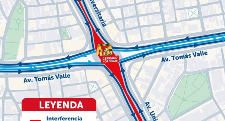 ATU: Detours announced at the intersection of Universitaria and Tomás Valle due to road works
