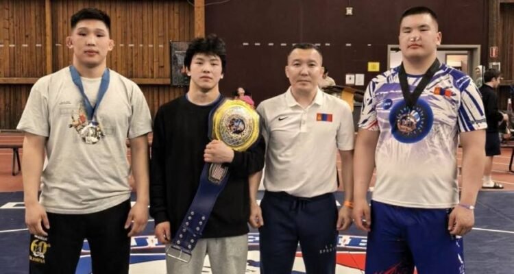 Mongolian Freestyle Wrestler Wins Championship Gold Belt