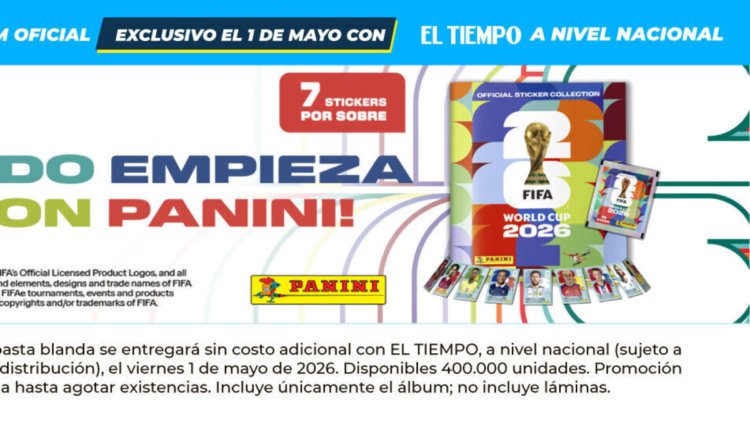 The Panini album from the 2026 World Cup will arrive for free with EL TIEMPO this May 1 for the first time