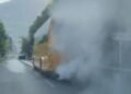 A breakdown in an Andorran bus causes a large smokestack on the Obac road in Andorra la Vella