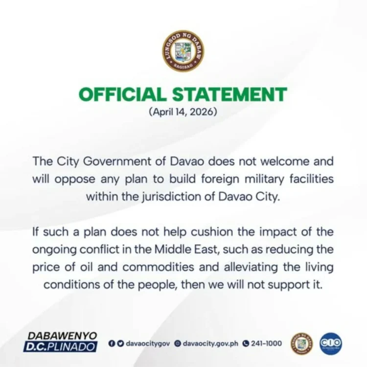 Manila Bulletin – Davao City rejects US military facilities