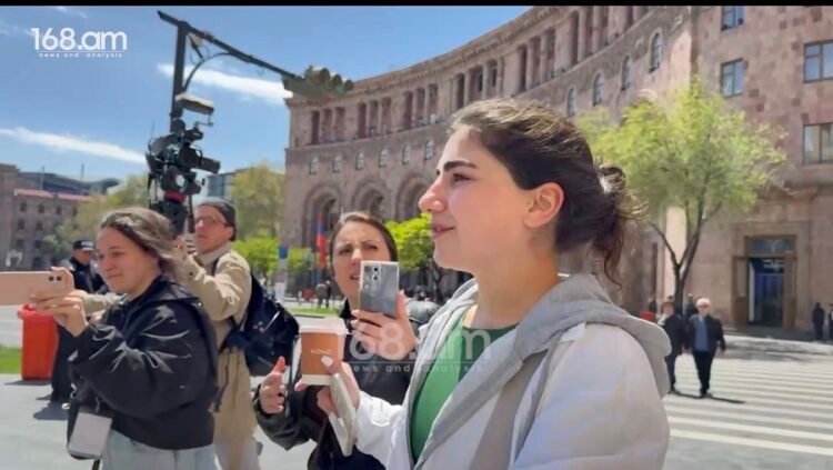 Attacking a person like this is a bit wrong. Mariam Pashinyan to journalists
