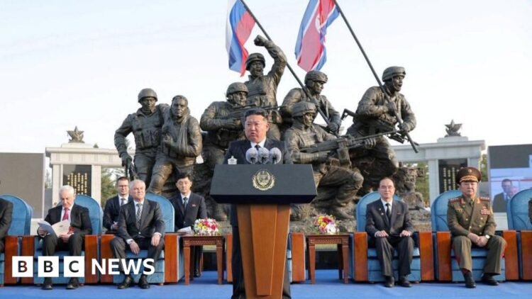 Kim Jong Un praises troops who 'self-blasted' to avoid capture by UkraineIt confirms suspicions that North Korean soldiers are being told to detonate their grenades to kill themselves.3 hrs agoWorld