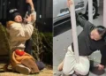 In pole position: Cross-legged pole hugging challenge goes viral on Chinese social media