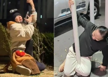 In pole position: Cross-legged pole hugging challenge goes viral on Chinese social media