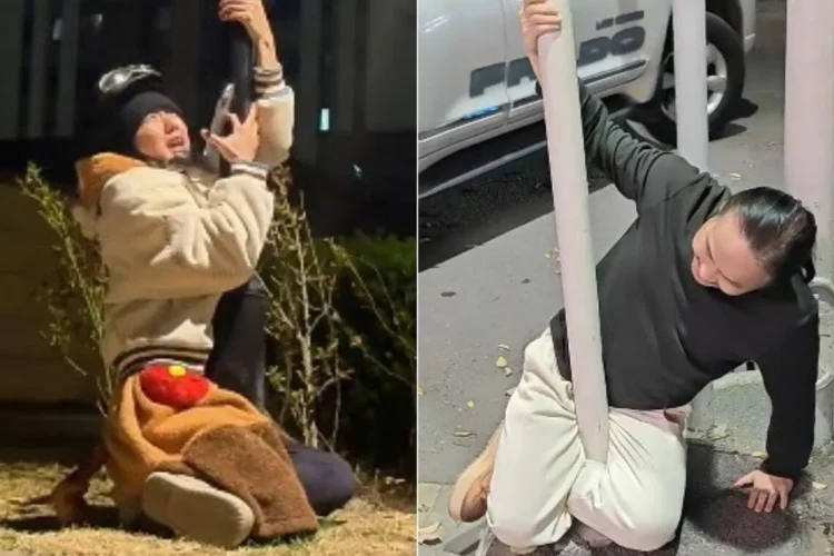 In pole position: Cross-legged pole hugging challenge goes viral on Chinese social media