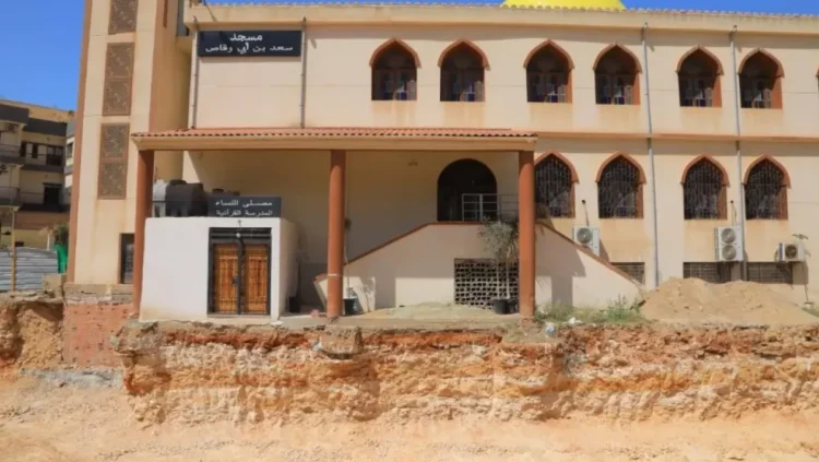 A real estate promotion closes the entrance to a mosque