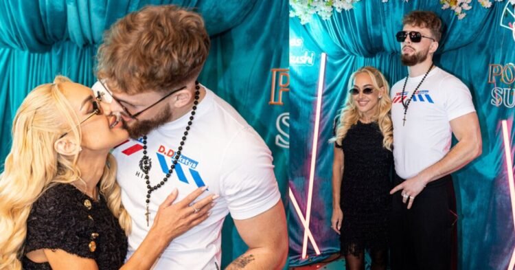 Oksana Pikul and Dominykas Dirkstys, who are engaged and announced their wedding, are in public for the first time Names