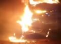 Two in custody after 3 trucks owned by Chinese airport contractors were allegedly set ablaze