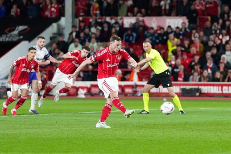 Wood’s penalty gives Nottingham Forest a 1-0 win over Aston Villa in Europa League semifinal 1st leg