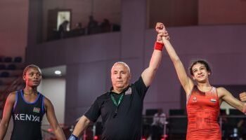 A champion of gold… “King Noir” wins the gold medal at the African Wrestling Championship