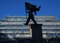 Banksy confirms a new statue in London of a man blinded by a flag is his work