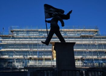 Banksy confirms a new statue in London of a man blinded by a flag is his work
