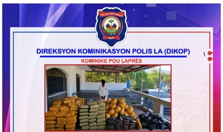 Handover to the PNH of a large shipment of drugs seized near Môle Saint-Nicolas