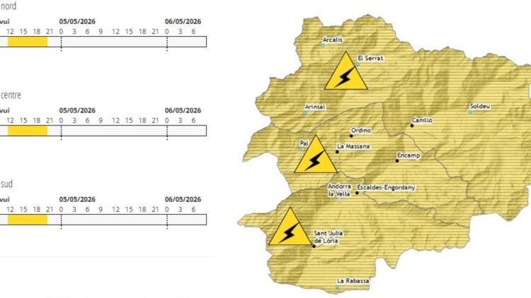 Yellow warning for storms from noon in Andorra