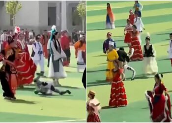 VIDEO | A slave dancer “went wild” in a Chinese school — students ran away in panic, barely able to subdue him