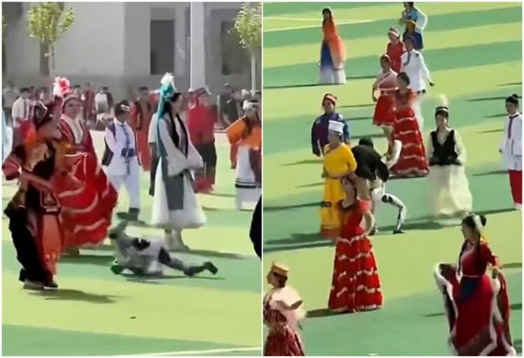 VIDEO | A slave dancer “went wild” in a Chinese school — students ran away in panic, barely able to subdue him