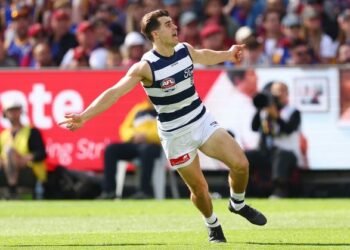 Oisín Mullin prepares to reach his half-century of AFL appearances since signing with Geelong in 2022