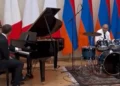 Macron grabbed the microphone, the Prime Minister of Armenia accompanied him on the drums