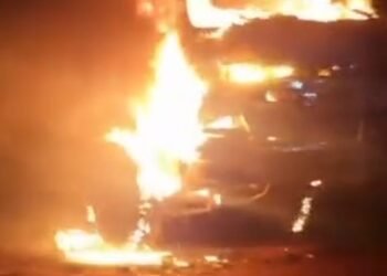 Two in custody after 3 trucks owned by Chinese airport contractors were allegedly set ablaze