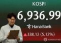 (2nd LD) Seoul shares spike over 5 pct to approach 7,000 on chip rally; won sharply up