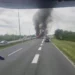 Accident in Croatia, the truck broke through the fence and caught fire, the driver was trapped