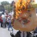Figure of Donald Trump burned during Labor Day march in SPS