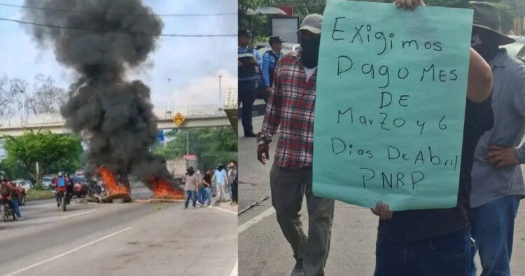 Former PNRP employees protest in San Pedro Sula