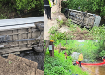 Incident in Dzūkija – a car that slid off the bridge fell into the river: rescuers were needed