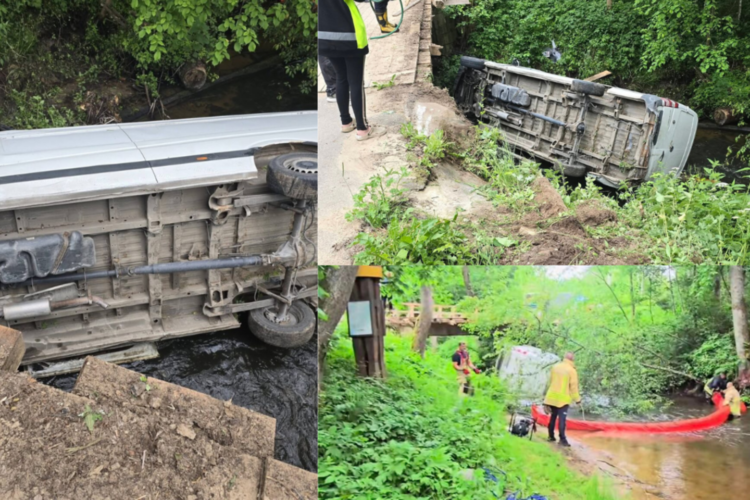Incident in Dzūkija – a car that slid off the bridge fell into the river: rescuers were needed