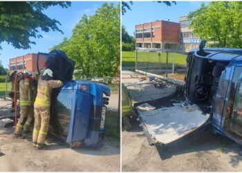 A drunk and reckless Opel overturned in Šilute – rescuers were needed at the scene