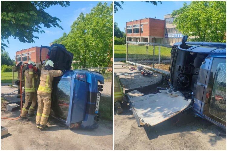 A drunk and reckless Opel overturned in Šilute – rescuers were needed at the scene