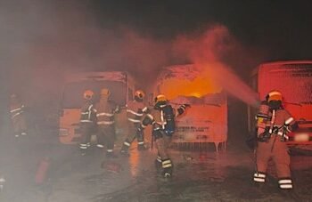 Two Killed as Vehicle Crashes into Parked Buses and Catches Fire in Subhan