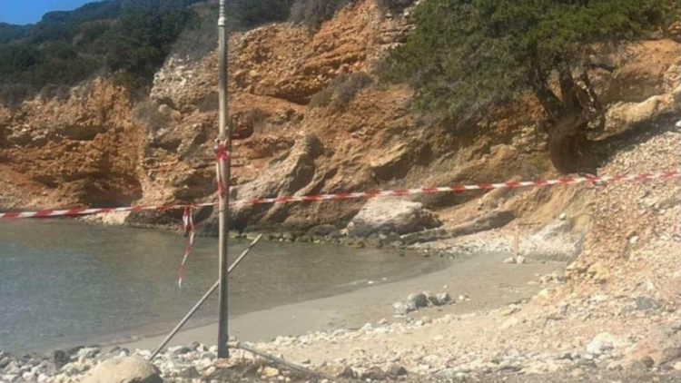 A Russian missile washed up on a beach in Crete
