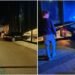 A BMW drove into the hotel restaurant in Vilnius after breaking the glass window wall