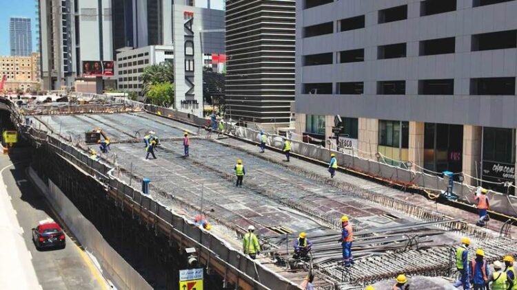 90% of the development of the bridge leading to the entrances and exits of Dubai Harbour has been completed