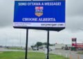 Pro-separation billboard still up after removal deadline from Alberta town passes