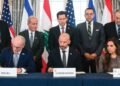 Israel and Lebanon sign an agreement to achieve peace