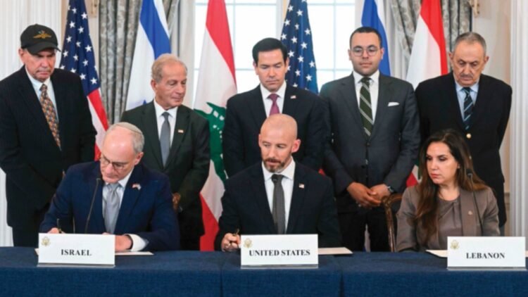 Israel and Lebanon sign an agreement to achieve peace