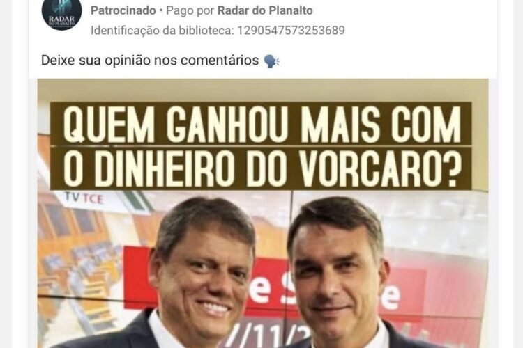 Meta has anonymous ads attacking Flávio and Tarcísio – 06/29/2026 – Politics