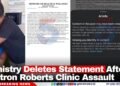 Ministry Deletes Statement After Matron Roberts Clinic Assault