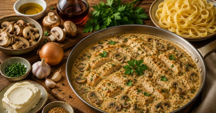 Marsala and mascarpone turn the chicken into a delicacy