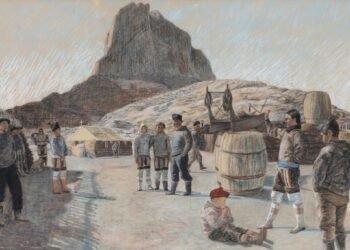 Portrait of woman high jumper at auction of Greenlandic art