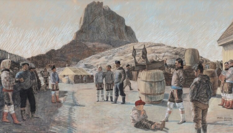 Portrait of woman high jumper at auction of Greenlandic art